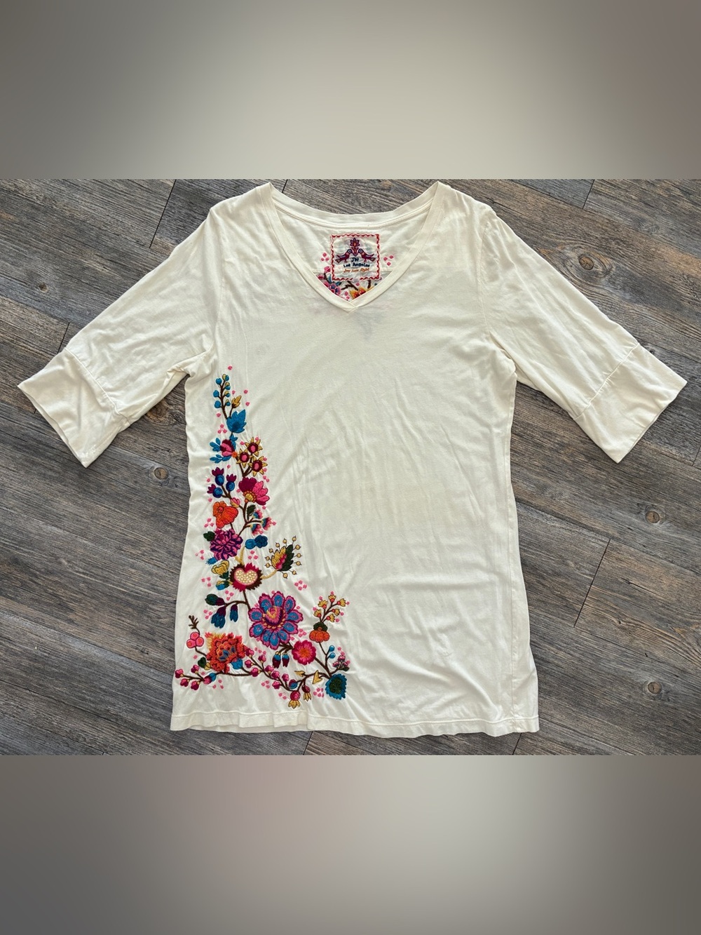 Johnny Was XL Boho Floral Embroidery Tunic Top